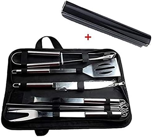 Barbecue Accessories BBQ Grill Tools with Mat 10 PCS Grill Set Stainless Steel Utensils With A Grill Mat BBQ Tool Stainless Steel Spatula, Fork, Tongs, & Basting Brush In Carrying Case - GREAT GIFT