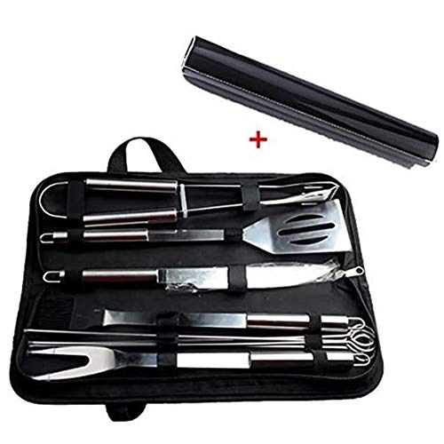 Barbecue Accessories Bbq Grill Tools With Mat 10 Pcs Grill Set Stainless Steel Utensils With A Grill Mat Bbq Tool Stainless Steel Spatula, Fork, Tongs, & Basting Brush In Carrying Case - Great Gift #TOP1