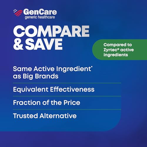 GenCare - Cetirizine HCL 10 mg (200 Caplets) - 24 Hour Allergy Relief Pills - Non Drowsy Generic OTC Allergy Medication - Antihistamine Medicine for Sneezing, Runny Nose & Itchy Eyes - Generic Zyrtec - Thumbnail 6