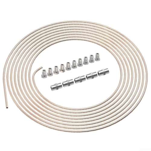 Zilimontt Kit de tuyau de frein en acier, diamètre 4,75 mm, longueur 10 m avec 10 raccords M10x1 et 5 connecteurs pour remplacement du système de frein de voiture et camion