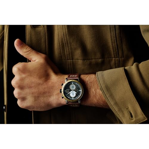 Image of CITIZEN Men's Eco-Drive Mandalorian Chronograph, 44mm Two-Tone Ion-Plated Stainless Steel Case with a Brown Leather Strap & Gray Dial (Style: CA0857-09W)