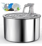 oneisall Cat Water Fountain Stainless Steel/Quiet Automatic Pet Water Fountain for Cats Inside 2L...