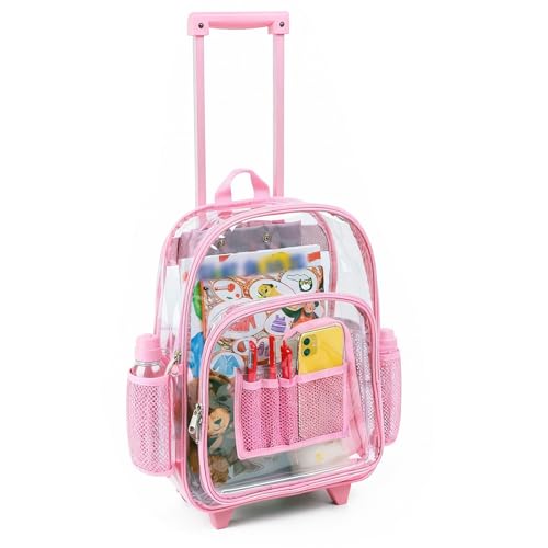 Clearworld Mochila transparente de PVC, resistente ao frio, resistente ao frio, com rodas (preto)