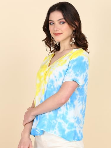 Image of Maaesa Hand Dyed Half Sleeves Rayon Top