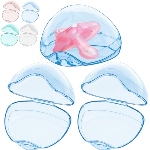 Image of Smlpuame Pacifier Case,3 Pack BPA Free Pacifier Holder Case,Transparent Container Box for Baby Binky(Not Included),Essential Pacifier Accessories,Alway Keep Paci Clean,Easy to Clean(Blue)