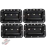 Deluxe Speaker Cabinet Handles for DJ PA Road Case (Set of 4) by Griffin|Heavy Duty, Spring Loaded, Recessed Metal Flip Pull with Rubber Padding for Comfortable Flight Carry|Pro-Audio Stage Gear Parts