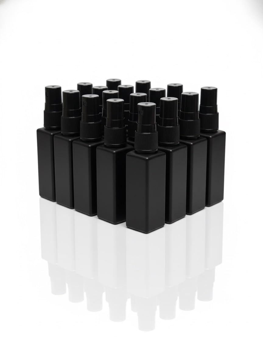 Hunky Dory 12pcs 8ml Empty Black Perfume Spray Bottle | Mini Square Matte Atomizer | Refillable Travel Size Fine Mist Decanter for Cologne, Fragrance, or Essential Oils-image-15