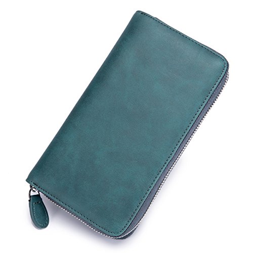 [imeetu] カードケース じゃばら Ｌ型 72枚収納 大容量 牛本革 磁気防止 スキミング防止 メンズ レディース（ブルー）