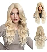 Luxclipse Long Wavy Wigs with Light Brown and Blonde Highlights Hand-Woven Lace Top Wigs Human Ha...