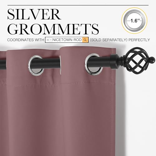 Image of NICETOWN Room Darkening Curtains Drapes for Daughter's Bedroom, Window Treatment Thermal Insulated Grommet for Living Room (Dusty Bean Paste, 2 Panels, 42 by 63)