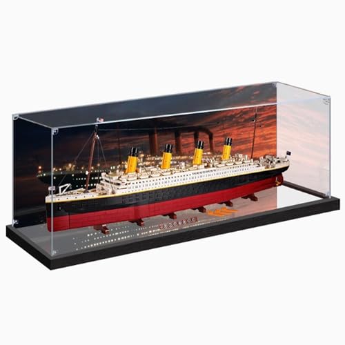 Transparent Acrylic Display Case for Lego 10294 Titanic Dustproof Display Case (Model not Included) (Back Spraying + Mirror)