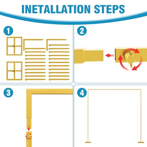 Fomcet 10FT x 10FT Backdrop Stand Heavy Duty with Base, Gold Portable Adjustable Pipe and Drape Kit, Square Metal Arch Party Frame for Wedding Birthday Parties Banquet Decorations by Fomcet - Image 4