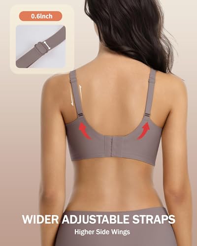 Aubrasen Deep V Wireless Seamless Push Up Bras for Women No Underwire Comfort Bralette for Everyday Wear Grey — view 5