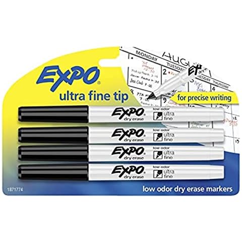 Expo Low-Odor Dry Erase Markers, Ultra-Fine Tip, Black, 4 Count Cover