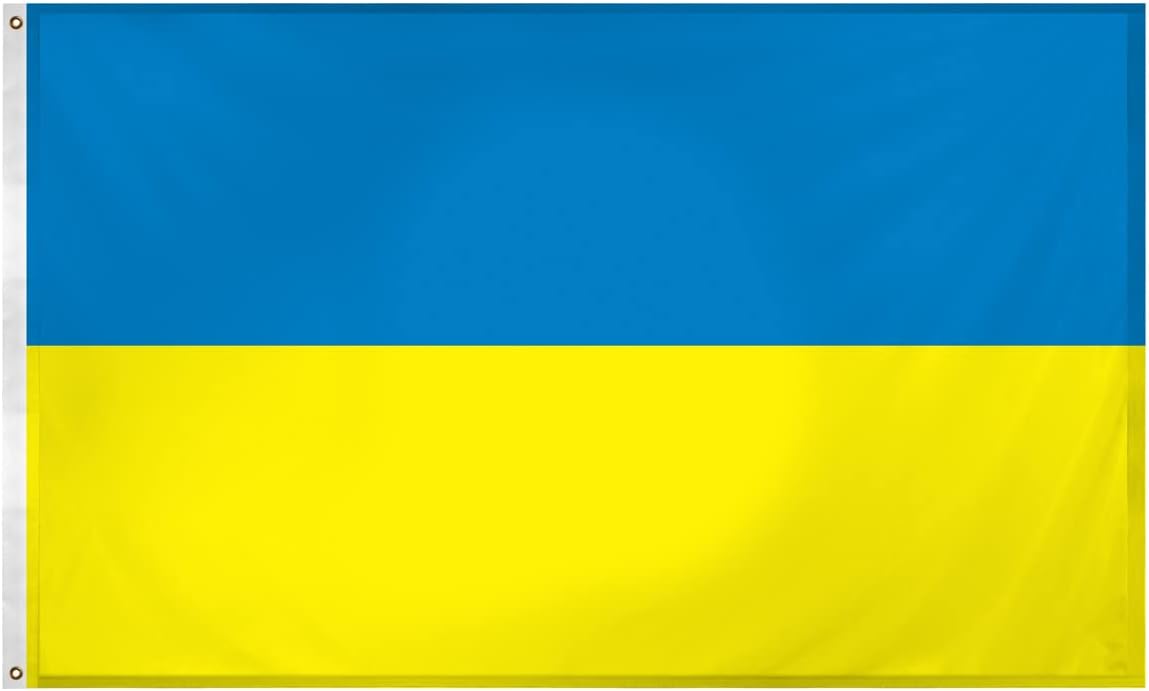 Super Tough USA-Made Ukraine 4ft x 6ft Nylon Banner Flag | Patriotic Banner Flag with Only Pole Hem | Suitable for Outdoor Use