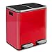 Produktbild casa pura Abfalleimer Felix | Edelstahl Mülleimer mit Pedal | 2 Fach Mülltrennsystem für Küche und Büro | 30 oder 60 Liter | Trend Farben zur Auswahl (60 L - Rot)