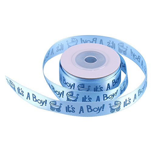 Pack of 2 Roll/10 Yard IT is A BOY/Girl Baby Shower Christening Party Favor Gift Stain Ribbon (Blue)