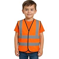 Step Ahead Kids Hi-Vis Safety Vest – High Visibility Reflective Waistcoat for Children, EN1150 Compliant, Lightweight, For Boys & Girls - Age 10 –12 (Orange | Large)
