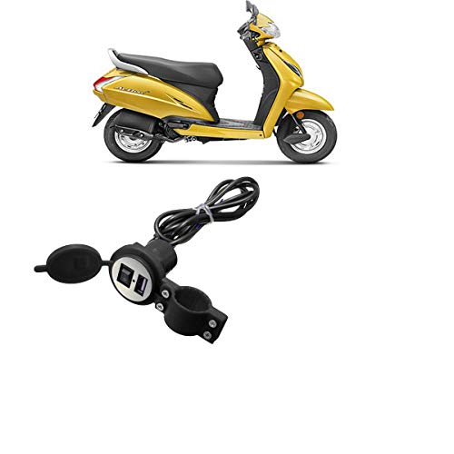 Shoolin Waterproof Phone Adapter Stand USB Battery Charger for Cycle/Bike Handle with Switch/Button for Honda Activa 5G