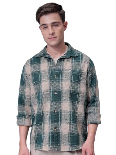 Image of The Indian Garage Co Men Relaxed Fit Checkered Full Sleeves Cutaway Collar Casual Shirt