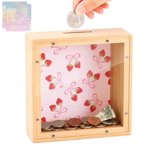 Image of MHJY Wooden Piggy Bank for Kids Personalizable DIY Coin Bank for Girls Boys
