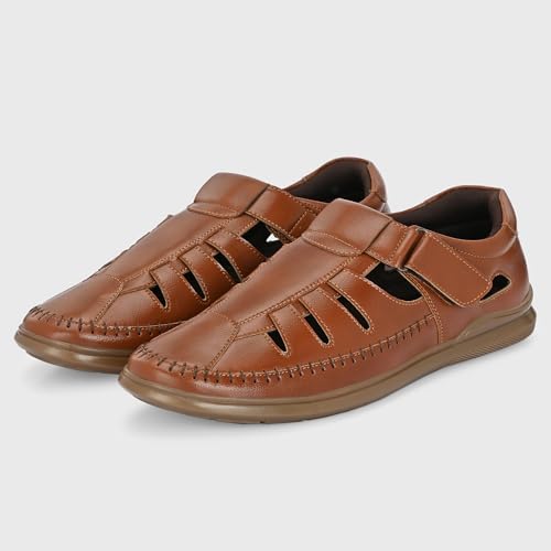 Image of Centrino Men's Fisherman Sandals | Stylish Closed-Toe Design | Soft Cushioned Footbed | Genuine-Look Upper | Comfortable for Daily & Outdoor Wear (9490)