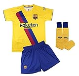 Champion's City Conjunto Complet Infantil FC Barcelona Réplica Oficial Licenciado de la Segunda Equipación Temporada 2019-2020 Dorsal Liso