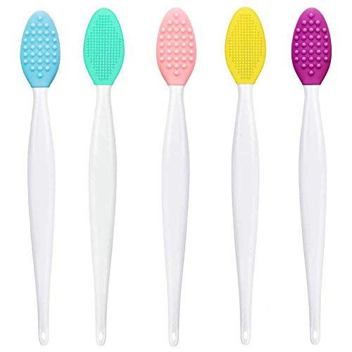 5 Pcs Facial Cleansing Brush Lip Scrub Brush Silicone Face Mask Brush for Face Scrubber & Lip Scrubber For Massaging Exfoliating Remove Blackheads Makeup Skincare Removal DIY Mask
