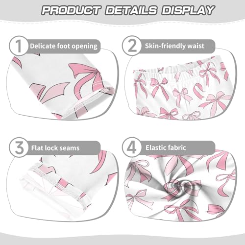 Girls Leggings Bows Pink Cute Soft Toddler Leggings for Girls Kids Pants Size 4T-10T3