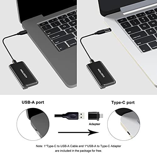 Kootion Portable SSD Drive USB C Ultra-Light 250G External SSD Hard Drive USB 3.1 Gen 2 Type C Mini Solid State Drive with Type A to C Cable Frame with Loop for Carrying Lanyard