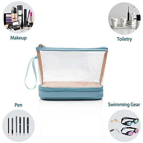 Ethereal Clear Makeup Bag, Small Cosmetic Bag Travel Makeup Bag For Women Sierra Blue Makeup Organizer Bag Portable Tote Bag #TOP4