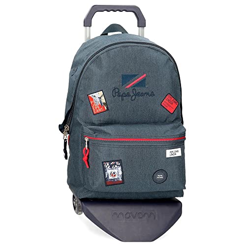 Pepe Jeans Kay Mochila Escolar con Carro Azul 31x44x15 cms Poliéster 23,87L