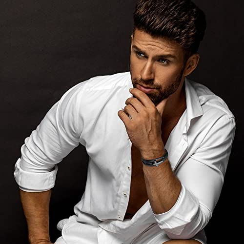 Jstyle 3Pcs Braided Leather Bracelets With Clasp Cuff Bracelets For Men Women Genuine Leather Bracelet Christian Leather Bracelet Black 22.5 #TOP4