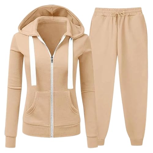 Women's Tracksuit with Hooded Jacket, Two-Piece Set of Hoodie and Jogging Bottoms, Sporty Leisure Suit Womens Tracksuits 2 Piece Set