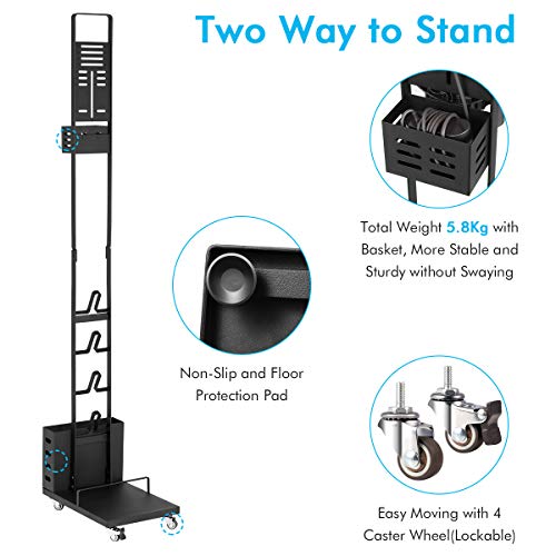 Storage Stand Docking Station Holder for Dyson V6 V7 V8 V10 V11 Cordless Vacuum Cleaners & Accessories, Easy Moving with Lockable Wheel, Non-Slip Pad - Thumbnail 4
