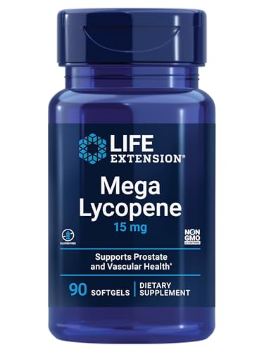 Life Extension Mega Lycopene, Prostate Health, arterial Health, antioxidant Defense, Gluten-Free, Non-GMO, 90 softgels