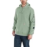 Carhartt Men's Loose Fit Midweight Logo Sleeve Graphic Sweatshirt, Jade Heather, Large Tall