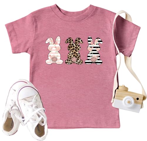 Image of LAZYCHILD Kids Easter Shirt Girls Happy Easter Shirts Rabbit Graphic Long Sleeve Striped Tee Tops 5-14 Years