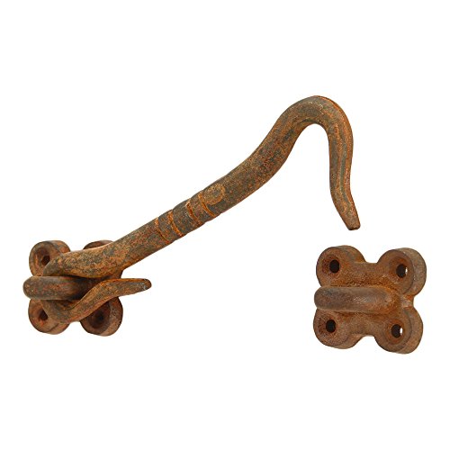 Image of A29 Cabin Hook, 4 inches Iron Eye Latches Cabin Door Gate Latches, Window Sash Catch Hook Lock, Rust Finish