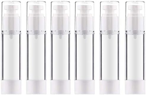 Alledomain 6Pcs 50Ml Airless Pump Bottle | Refillable Empty Clear Travel Lotion Pump Containers Dispenser/Vacuum Press Pump Bottles for Foundation, Essence, Lotion