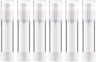 Alledomain 6Pcs 50Ml Airless Pump Bottle | Refillable Empty Clear Travel Lotion Pump Containers Dispenser/Vacuum Press Pump Bottles for Foundation, Essence, Lotion