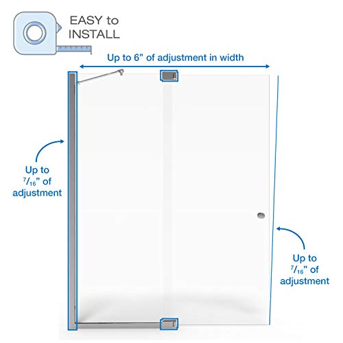 Basco Cantour Frameless Shower Door, Fits 54.06 To 60 In. Opening, Clear Glass, Silver Finish #TOP3