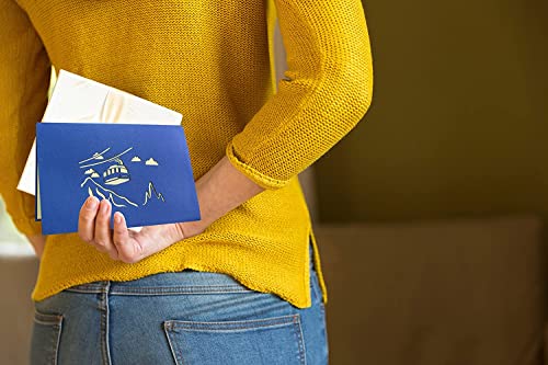 Carte postale pop up en 3D thème sports d'hiver et sports de montagne: idéal pour offrir un bon cadeau aux amateurs de ski, snowboard et randonnée en montagne. Parfait comme carte d'anniversaire. - imagen 4