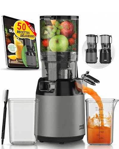 LEBENLANG Centrifugeuse extracteur de jus - Livre de recettes incl. & grande ouverture de 130 mm I Parfait pour les fruits et légumes entiers 100% sans BPA I Extracteurs de Jus electric Juicer Machine