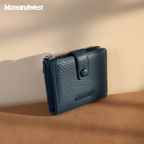Image of Montana West Wallet Women RFID Blocking Wallets, Card Cases & Money Organizers Wallets with Zipper Coin Pocket, 2 Navy, 4.5 inch x 4 inch x 1 inch, Vintage