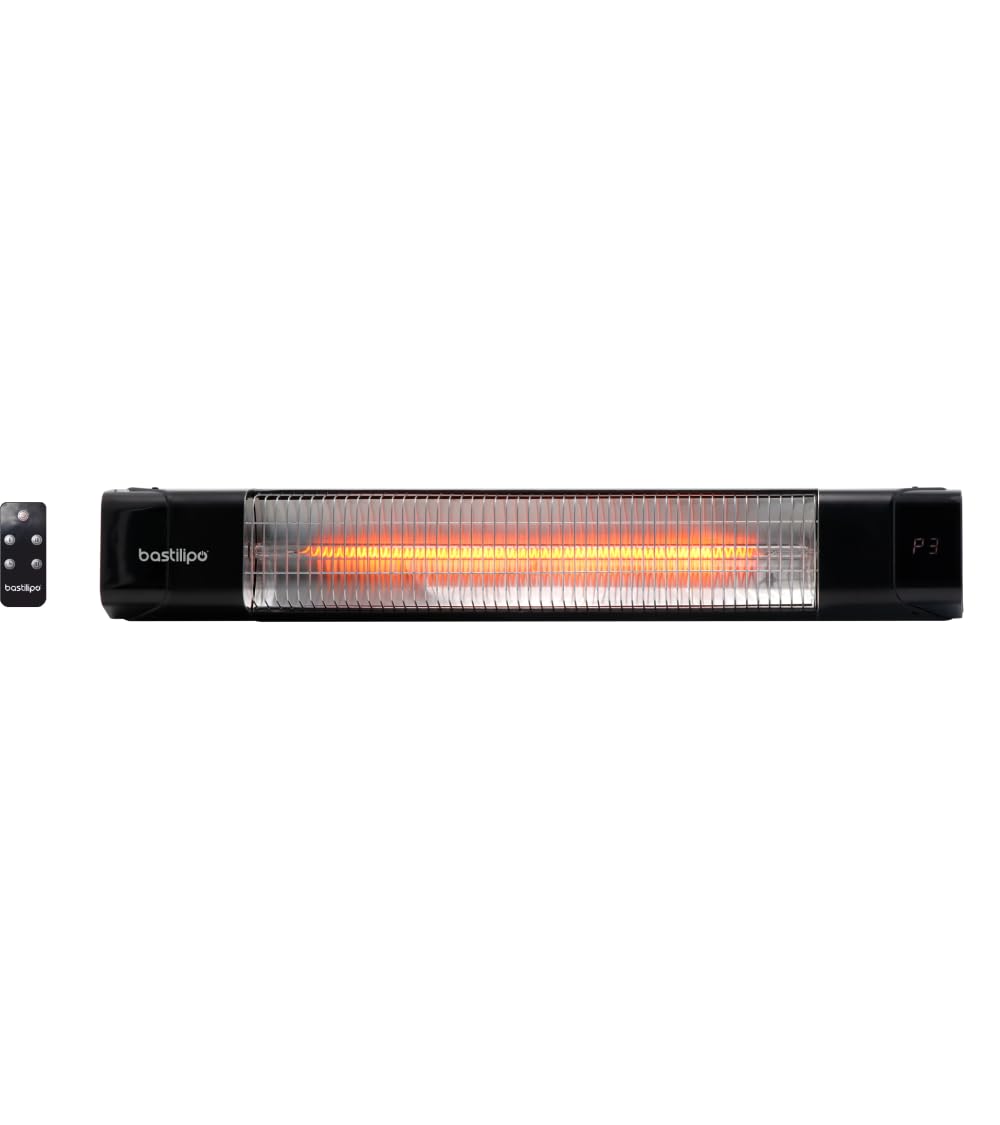 Bastilipo - Estufa para exterior empotrable Modelo Prometeo E-1500, 1500W de potencia, mando a distancia, resistencias de infrarrojo de amplio expectro.