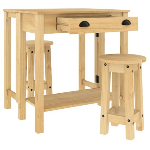 Mesa de bar plegable y dos taburetes de madera para optimizar espacio en comedores pequeños 4