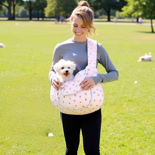 image for YHSHYZH Floral Pet Carrier Sling, Breathable Cotton Dog Purse Carrier,