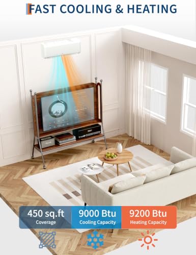 Image of Garvee 9,000 BTU Mini Split Air Conditioner with Heat Pump, 18.5 SEER, Cools Up to 750 Sq. Ft, Energy Efficient Inverter AC with Installation Kit & Remote, Ductless AC Unit with Pre-Charged Condenser