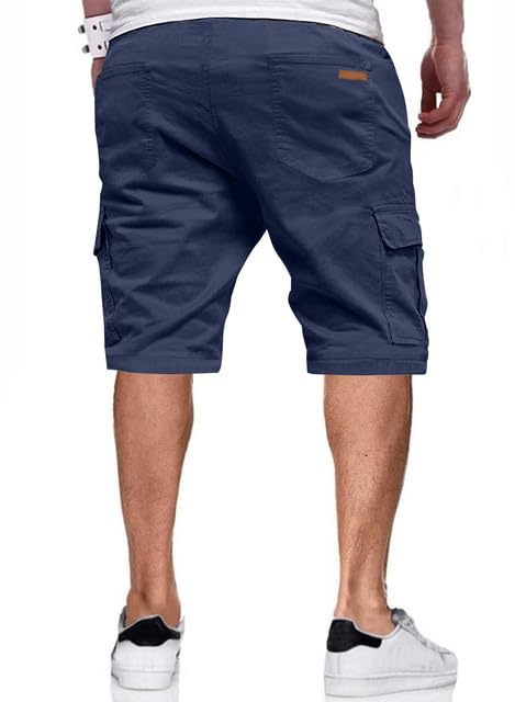 Image of JMIERR Mens Casual Cotton Twill Cargo Shorts Drawstring Classic Chino Stretch Short with 6 Pockets